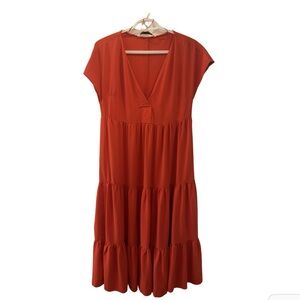 Zara Red V-Neck Maxi Dress